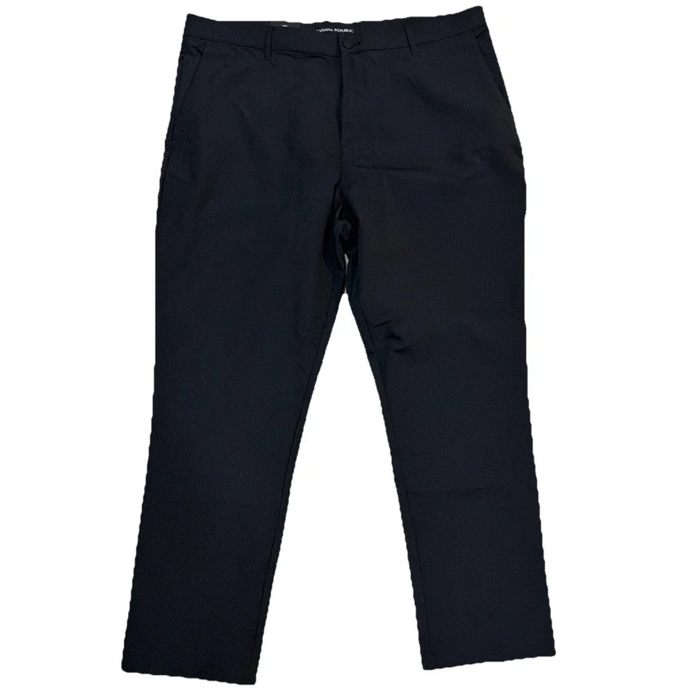 NWT Banana Republic Men's Flat Front Pants, Black, Size 40X30 Stretch